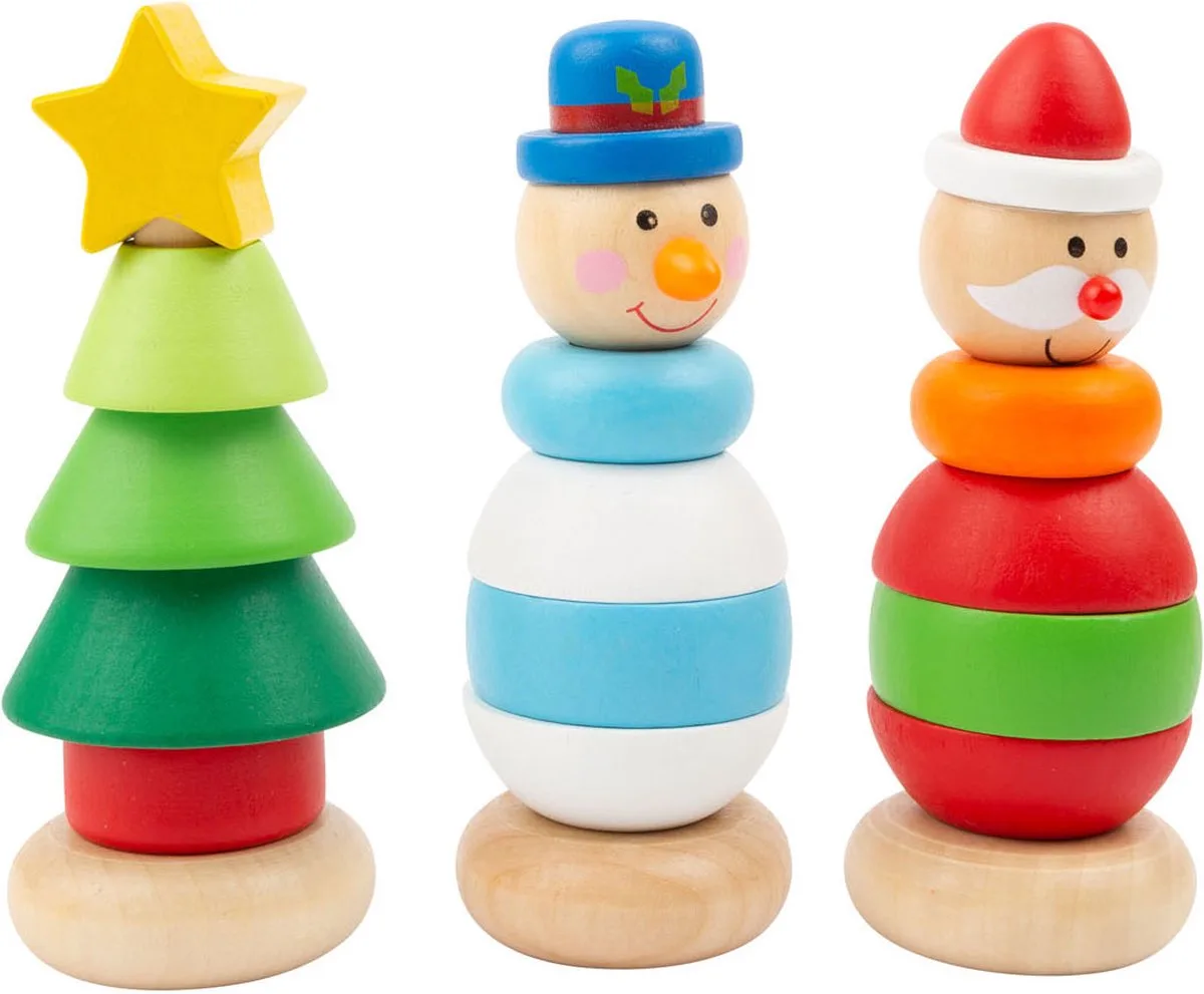 Wooden Stacking Tower Christmas Figure 1 pcs Assorted von small foot in Mehrfarbig – Produktfoto