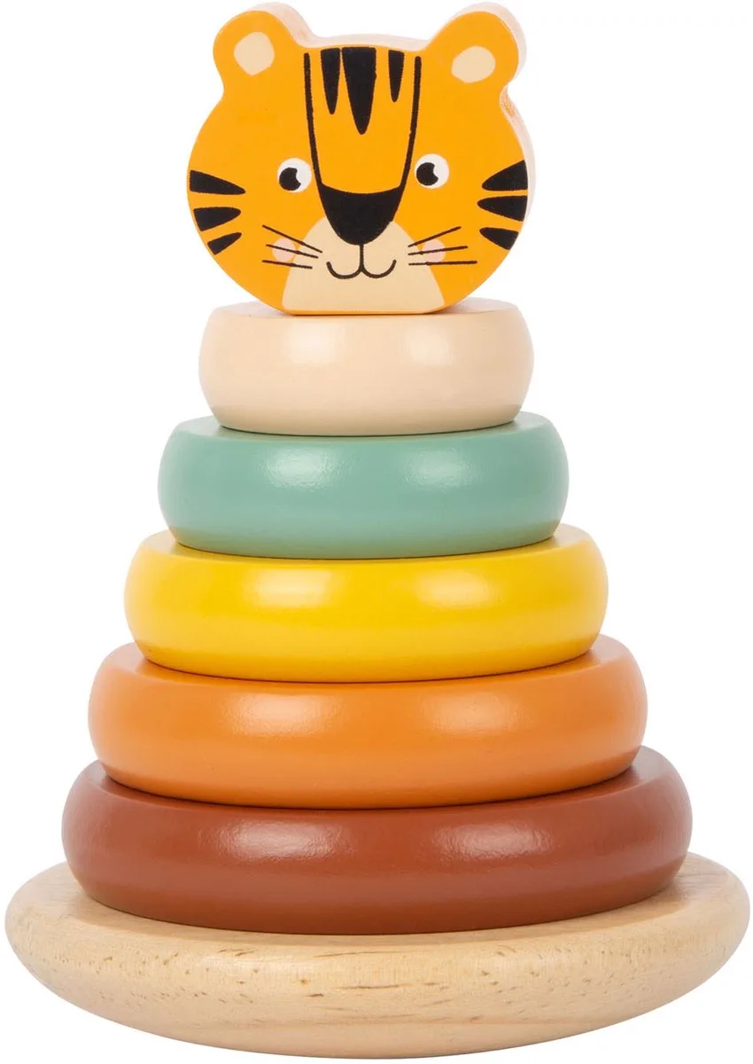 Houten Stapeltoren Safari Tijger, 7dlg. by small foot in Multicolour – product photo