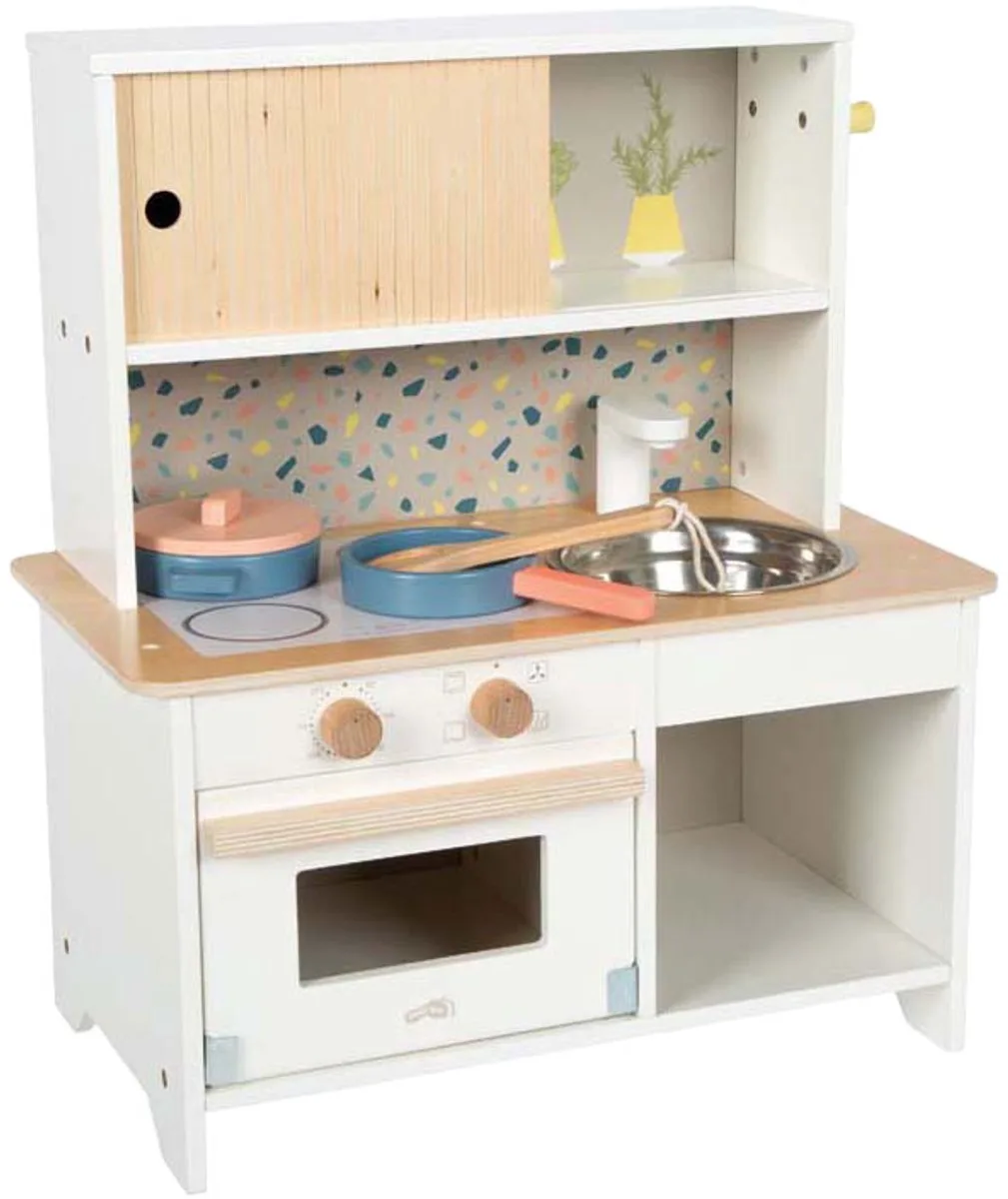 Houten Terrazzo Speelkeuken Compact de small foot en Multicolore – photo du produit