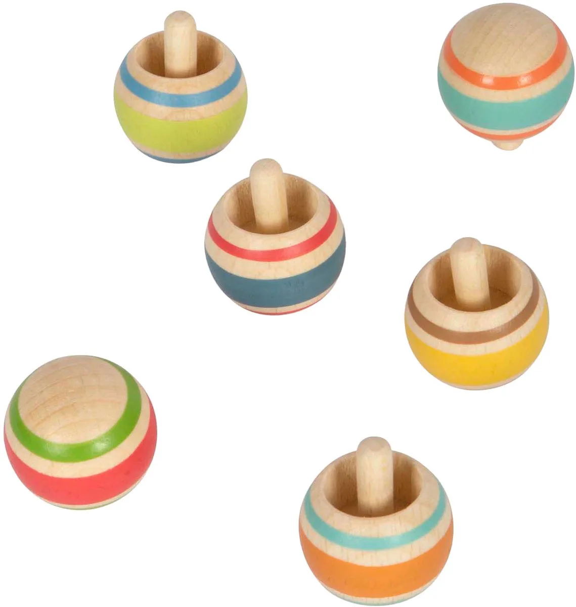 Houten Tollen Gestreept, Set van 6 fra small foot i Flerfarvet – produktbillede