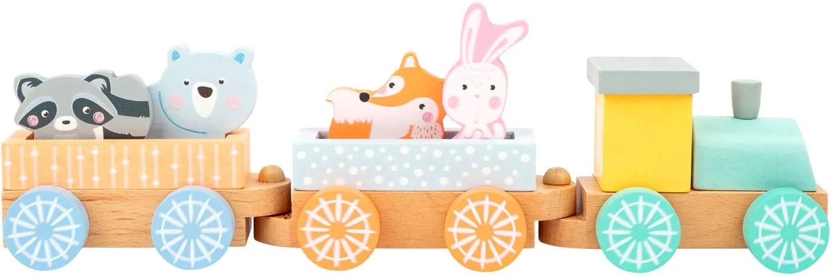 Houten Trein met Bosdieren Pastel, 9dlg. de small foot en Multicolore – photo du produit