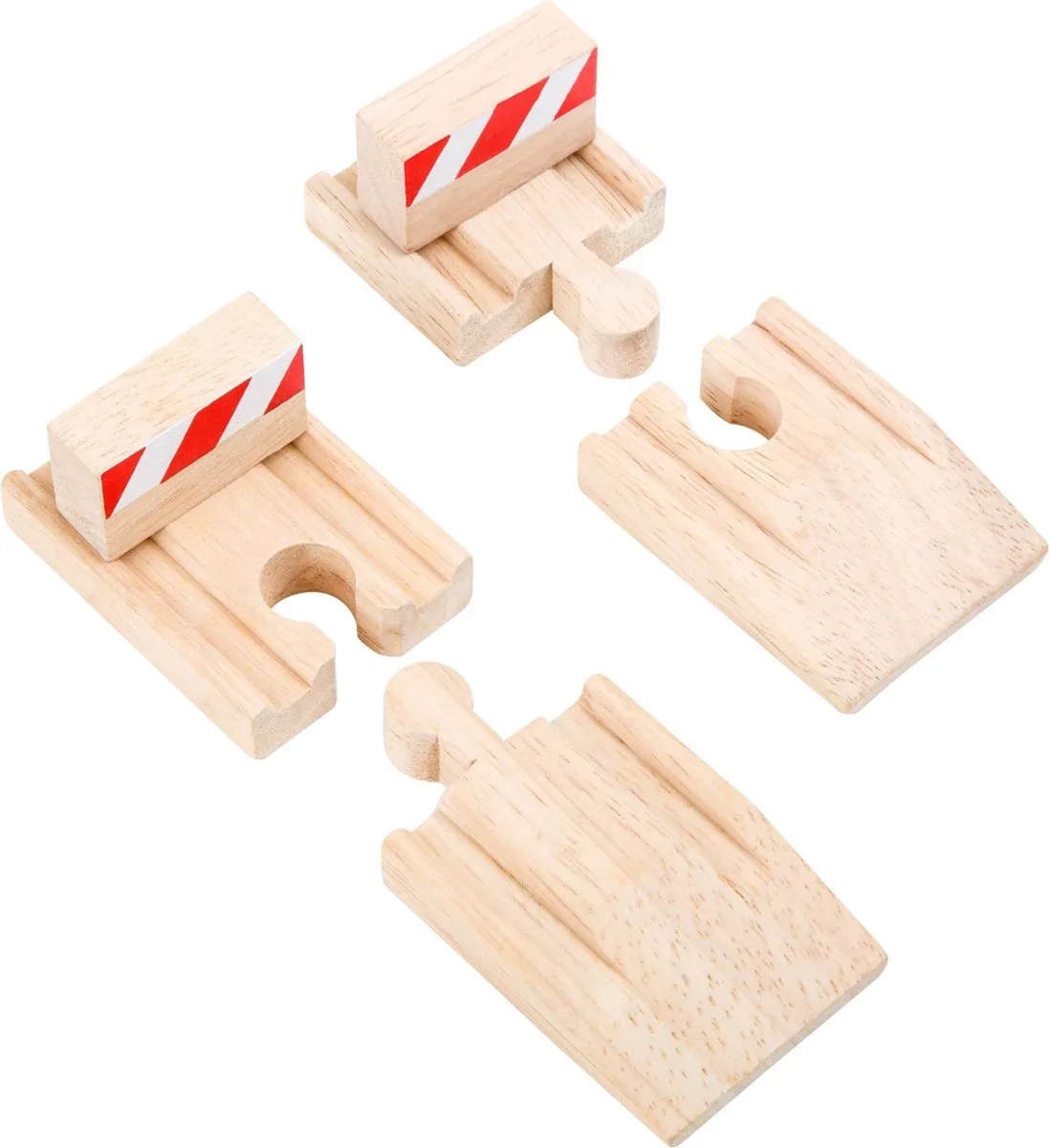 Houten Treinrail Ramp En Buffers Trainible fra small foot i Rød – produktbillede