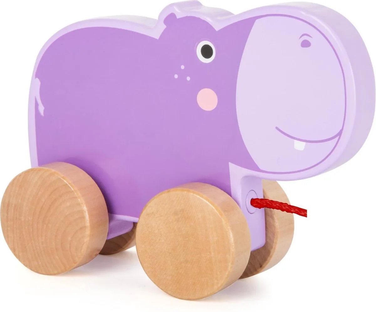 Houten Trekdier Nijlpaard 15 Cm by small foot in Purple – product photo