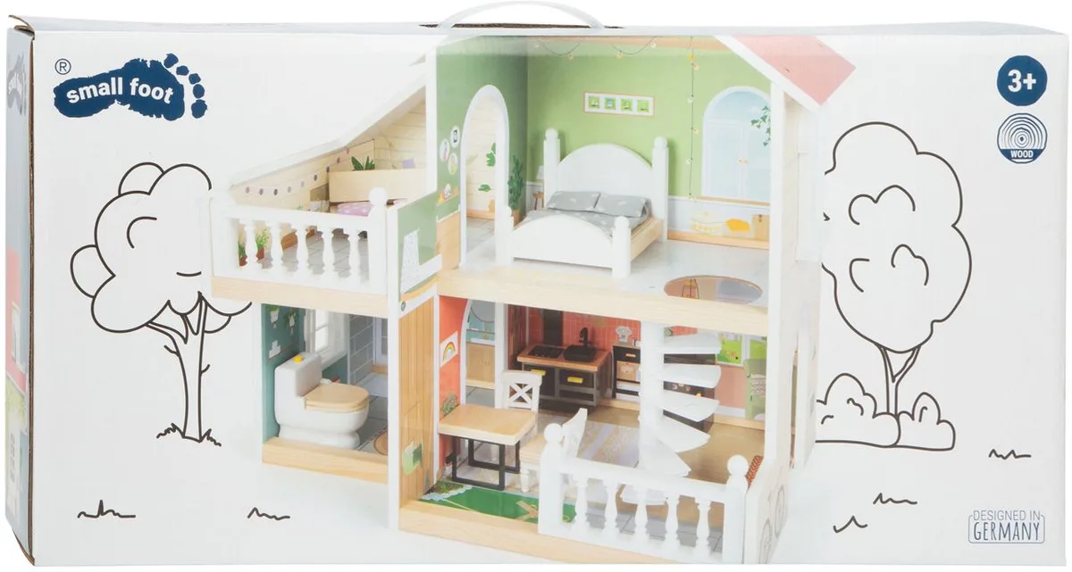 Houten Urban Villa Poppenhuis met Meubeltjes, 9dlg. de small foot en Multicolore – photo du produit