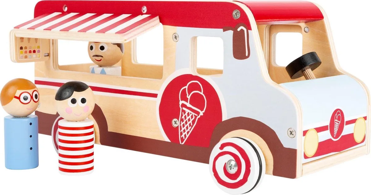 Ijscowagen Xl Hout Jongens 30 Cm Wit/rood 4-delig von small foot in Weiß – Produktfoto