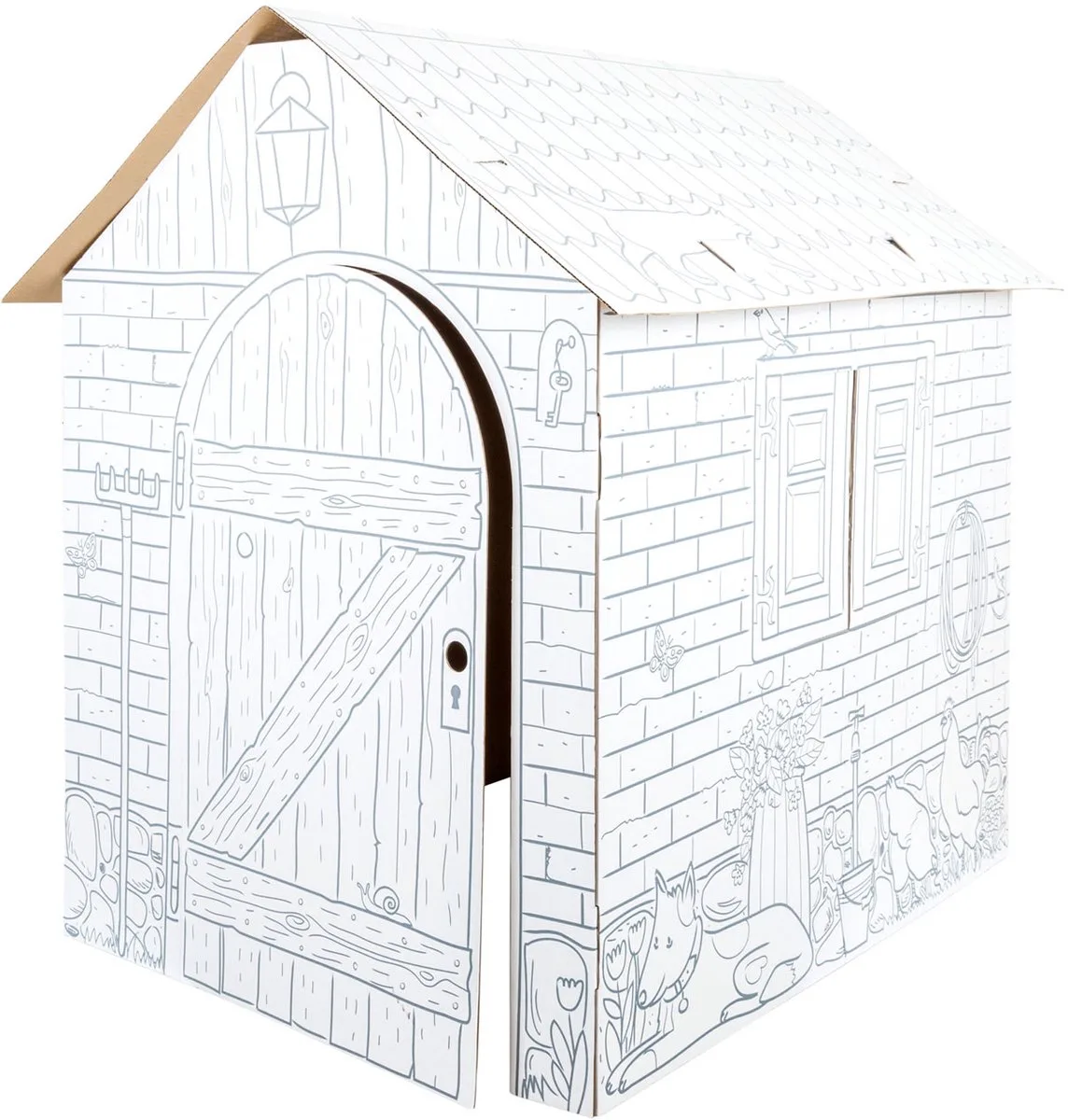 Kartonnen Speelhuis Boerderij, 87x71x88cm de small foot en Multicolore – photo du produit
