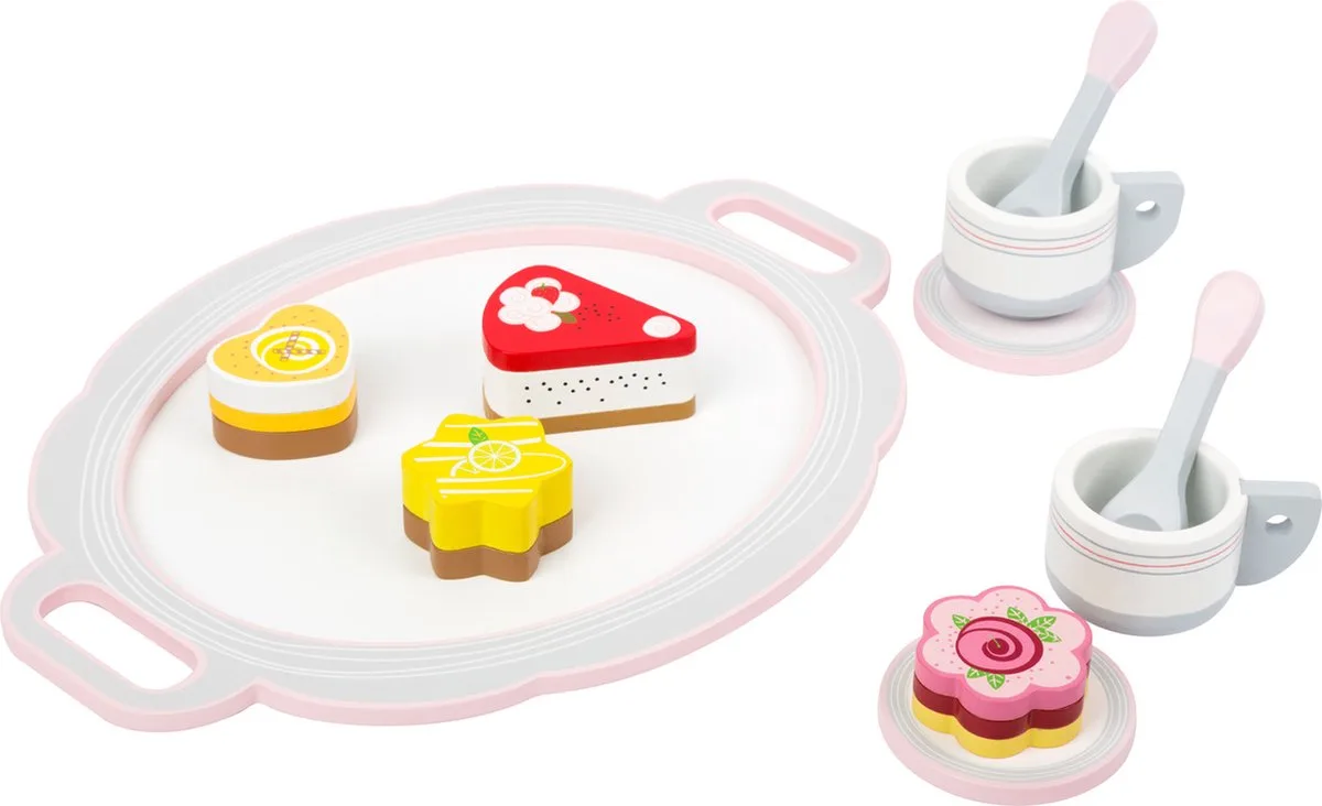 Koffie en Cake speelset - FSC - Houten speelgoed vanaf 3 jaar van small foot in Bonte kleuren – productfoto