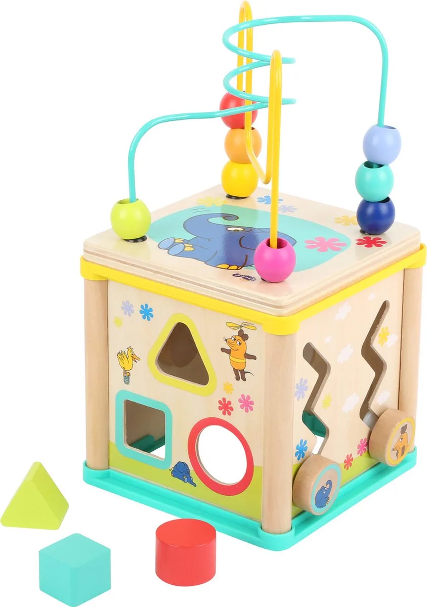 Kralenspiraal - vormenstoof - Motorvaardigheden Kubus met de olifant van small foot in Meerkleurig – productfoto