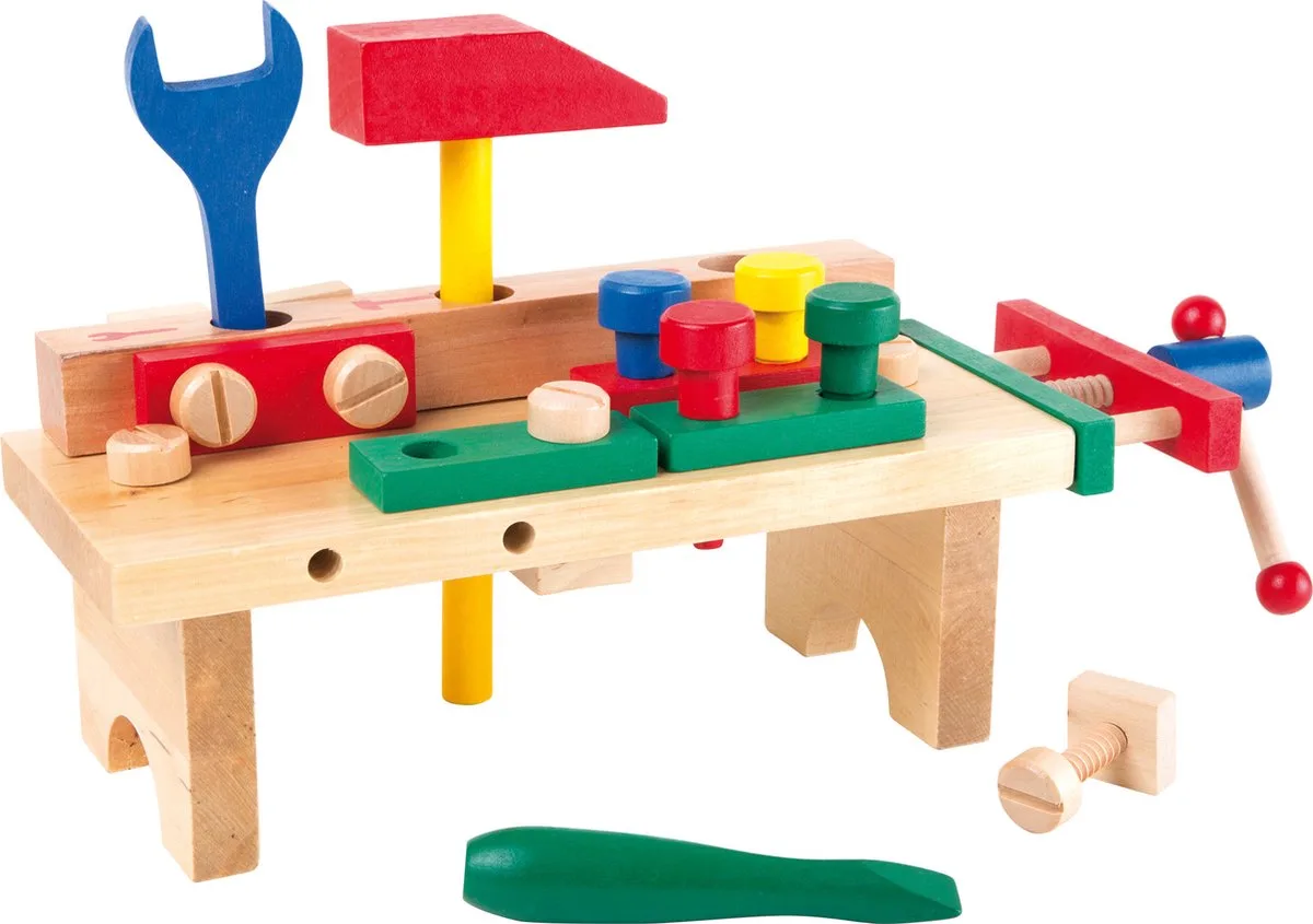 Legler Small Foot Houten speelgoed werkbank met bankschroef by small foot in Bonte kleuren – product photo