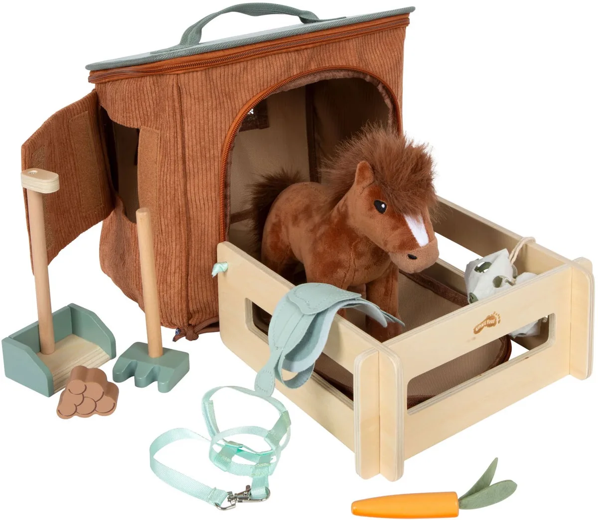 Paarden Speelset met Stal en Accessoires van small foot in Meerkleurig – productfoto