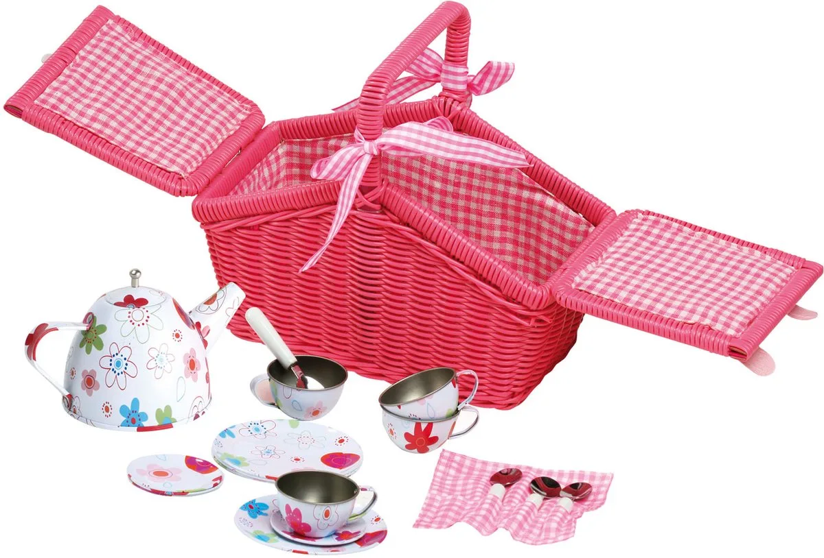 Picknickmand met Servies de small foot en Rose – photo du produit