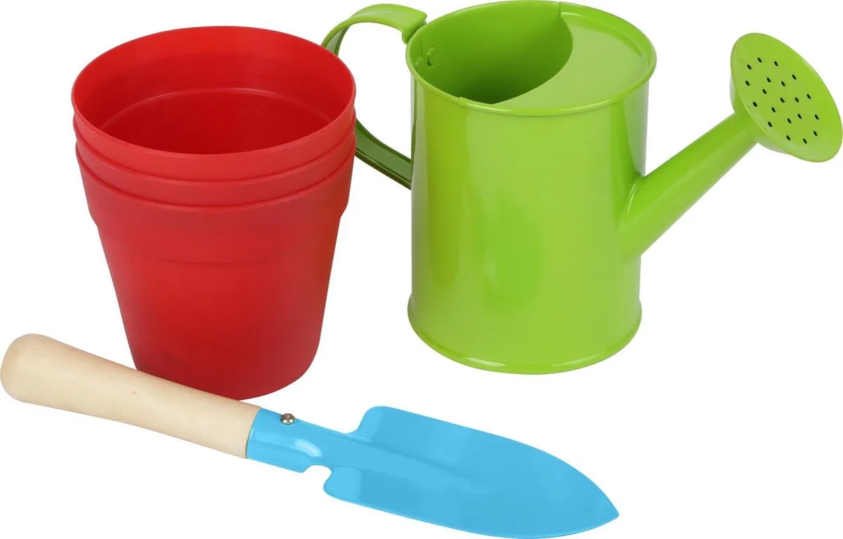 Plant en Tuin Set - Schep - Gieter - Emmer från small foot i Röd – produktbild