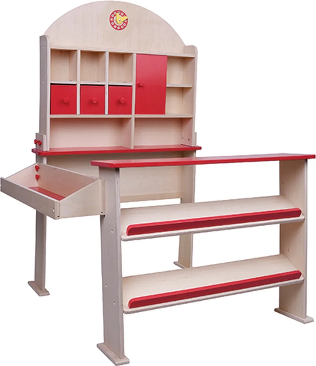 Playwood Houten winkel met klok by small foot in Red – product photo