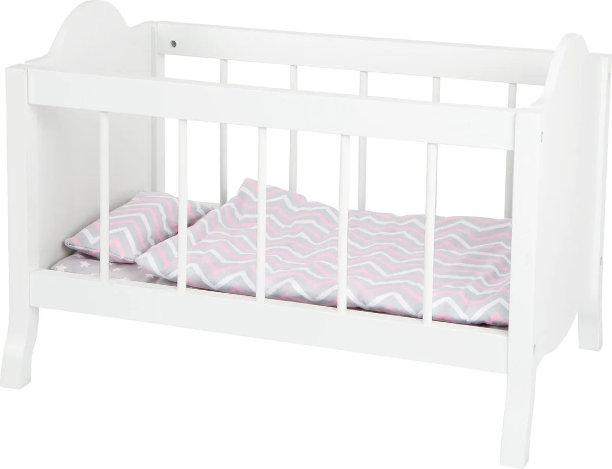 Poppenbed Met Beddengoed Junior 50 X 30 Cm Hout van small foot in Wit – productfoto