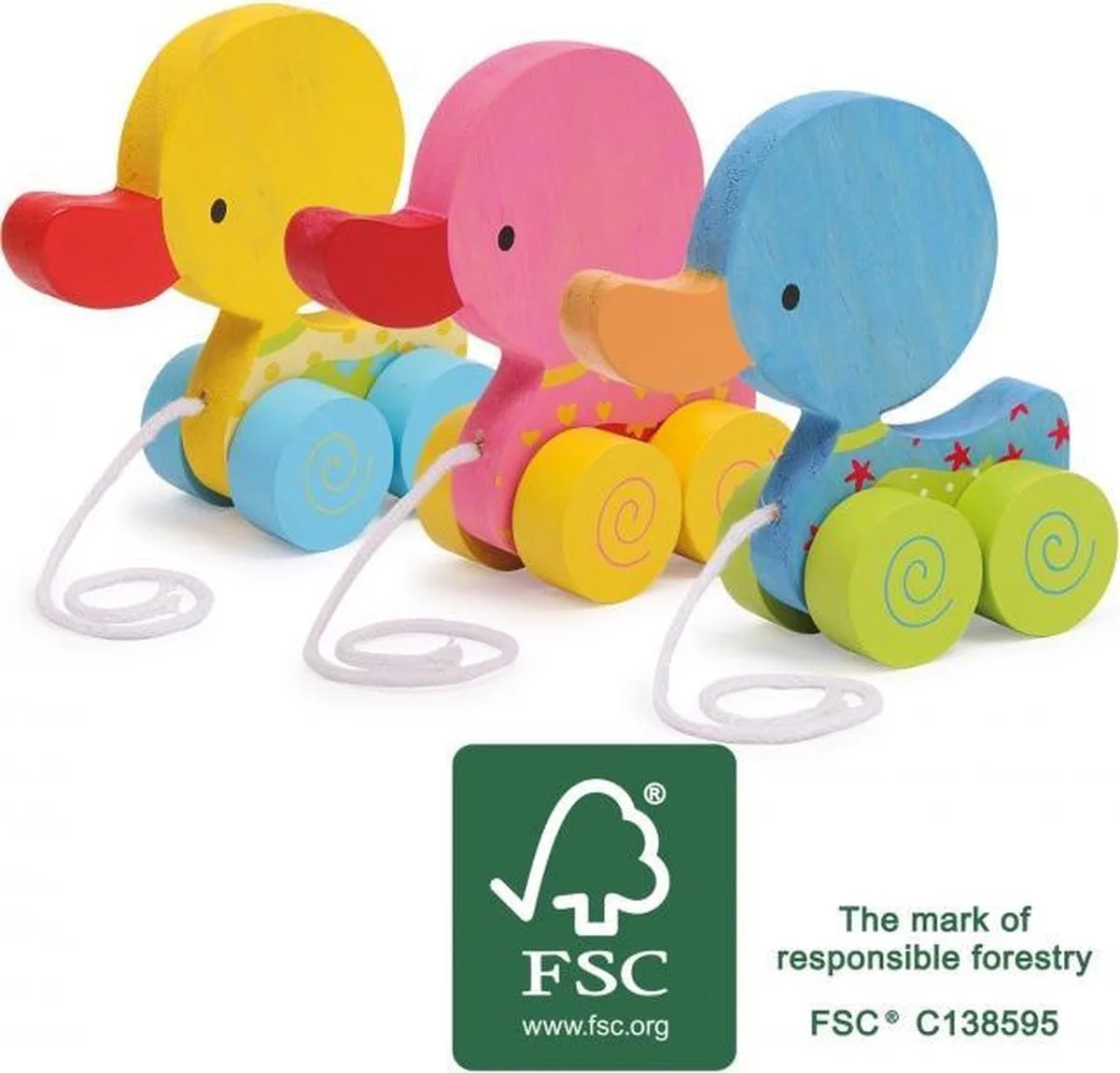 Pull-along Animal Duck "Li, Lu & La" by small foot in Yellow – product photo