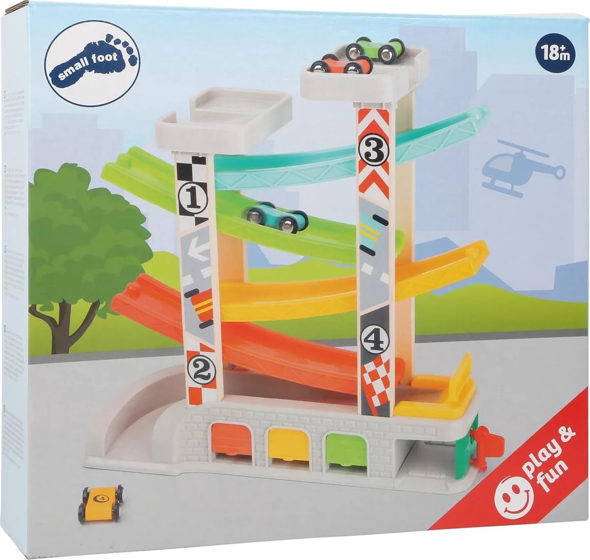 Race Track with Parking Level and Garages van small foot in Meerkleurig – productfoto