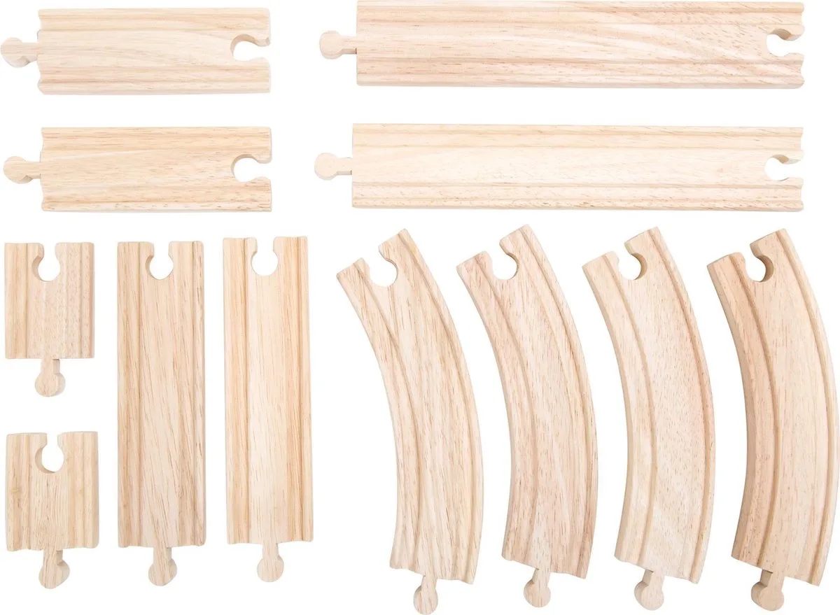 Set of 12 Train Tracks van small foot in Licht Bruin – productfoto
