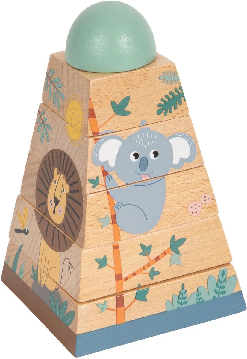 Stacking tower Safari 6 pcs von small foot in Mehrfarbig – Produktfoto