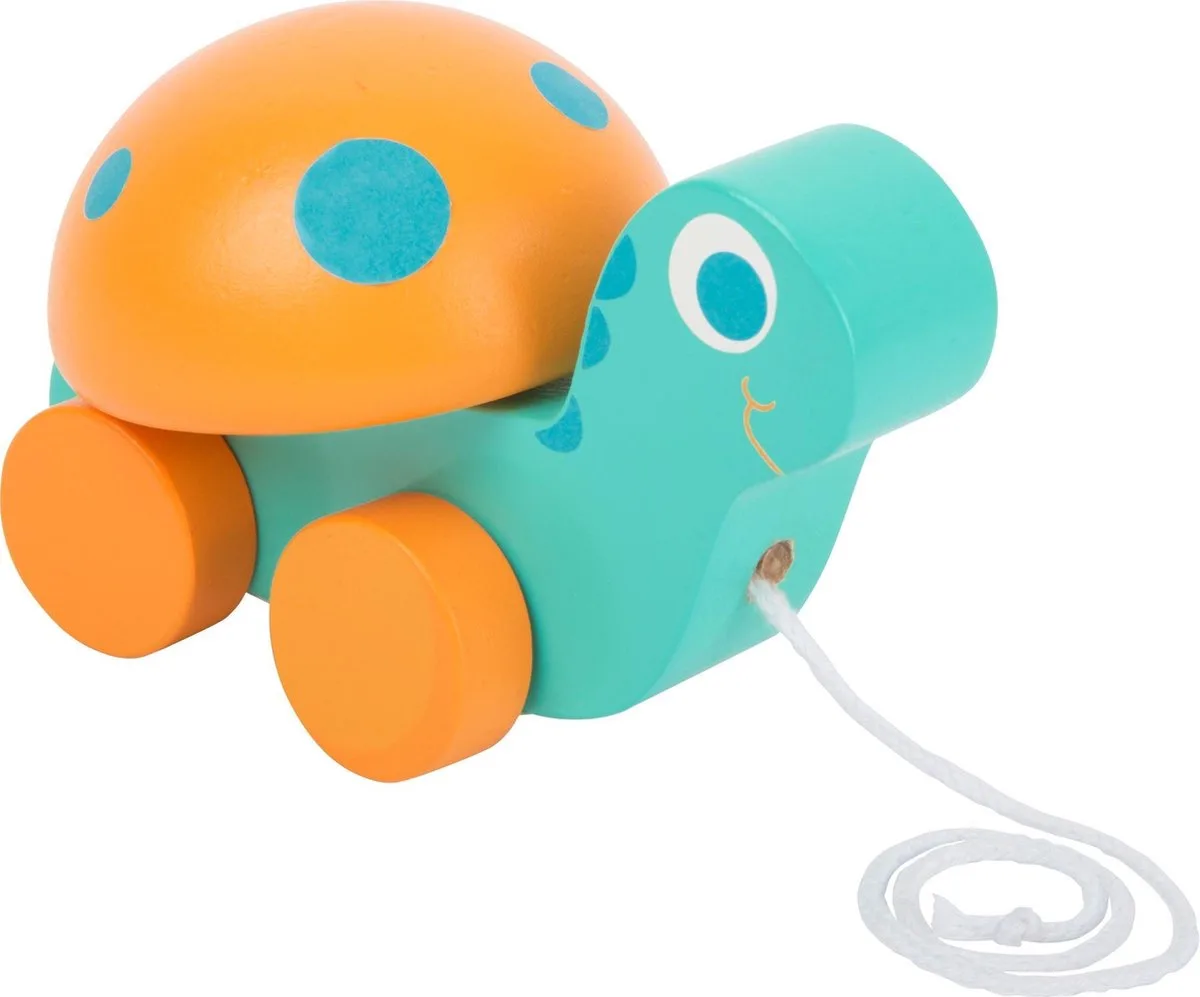 Trekfiguur dieren Schildpad - Houten speelgoed vanaf 1 jaar van small foot in Oranje – productfoto