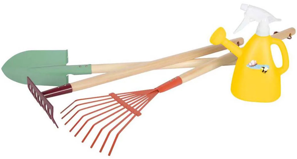 Garden Tool Set with Watering Can Tiny Garden 4pcs von small foot in Mehrfarbig – Produktfoto