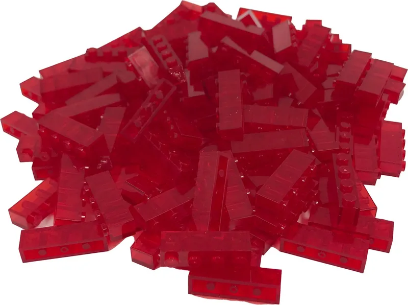100 Bouwstenen 1x4 | Compatibel met Lego Classic | Keuze uit vele kleuren | SmallBricks von SmallBricks in Transparant Rood – Produktfoto