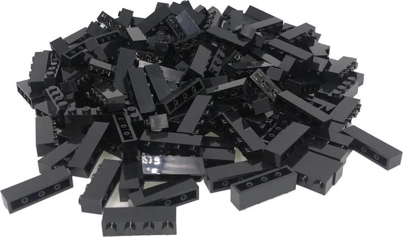 100 Bouwstenen 1x4 | Compatibel met Lego Classic | Keuze uit vele kleuren | SmallBricks by SmallBricks in Zwart – product photo