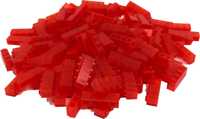 100 Bouwstenen 1x4 | Compatibel met Lego Classic | Keuze uit vele kleuren | SmallBricks von SmallBricks in Transparant Oranje – Produktfoto