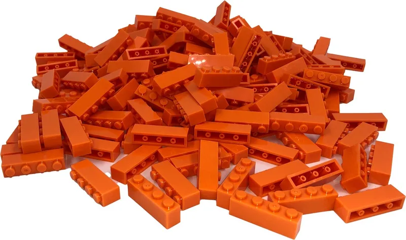 100 Bouwstenen 1x4 | Compatibel met Lego Classic | Keuze uit vele kleuren | SmallBricks van SmallBricks in Oranje – productfoto
