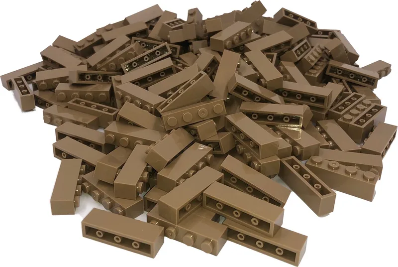100 Bouwstenen 1x4 | Compatibel met Lego Classic | Keuze uit vele kleuren | SmallBricks by SmallBricks in Donkertan – product photo