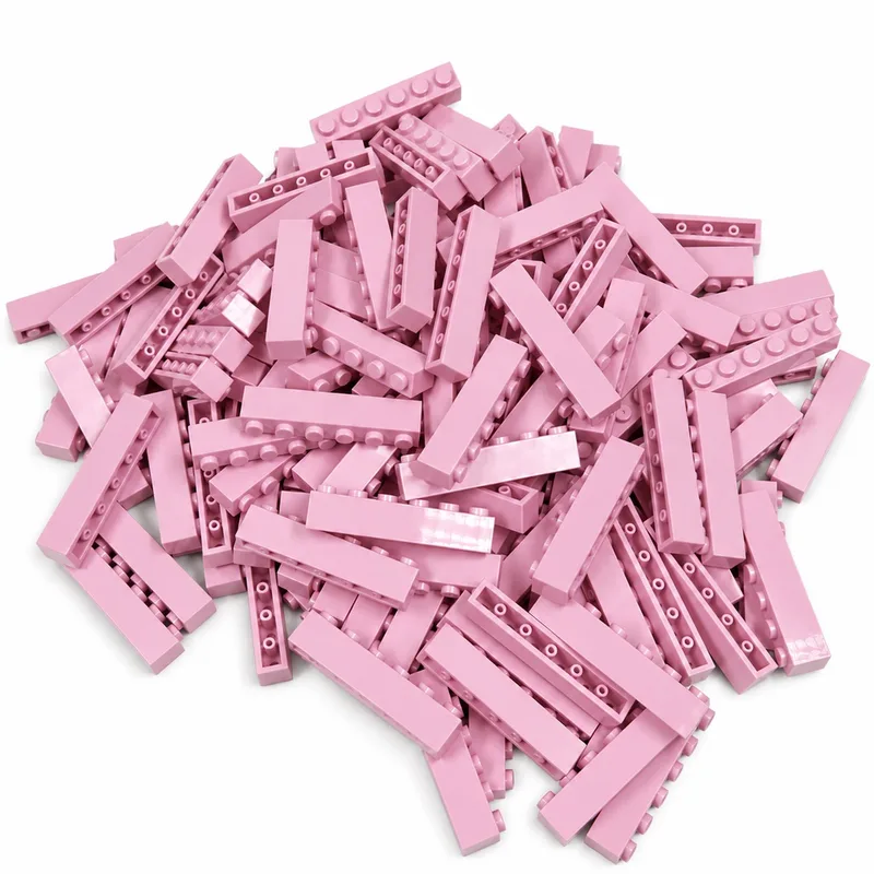 100 Bouwstenen 1x6 | Compatibel met Lego Classic | Keuze uit vele kleuren | SmallBricks van SmallBricks in Roze – productfoto