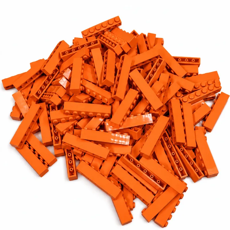 100 Bouwstenen 1x6 | Compatibel met Lego Classic | Keuze uit vele kleuren | SmallBricks by SmallBricks in Oranje – product photo
