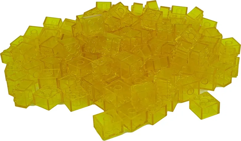 100 Bouwstenen 2x2 | Compatibel met Lego Classic | Keuze uit vele kleuren | SmallBricks de SmallBricks en Transparant Geel – photo du produit