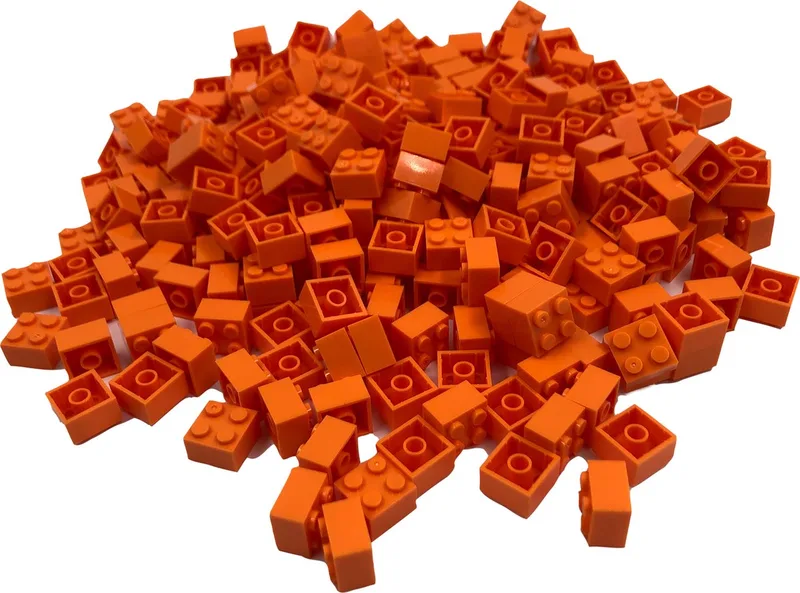 100 Bouwstenen 2x2 | Compatibel met Lego Classic | Keuze uit vele kleuren | SmallBricks van SmallBricks in Oranje – productfoto