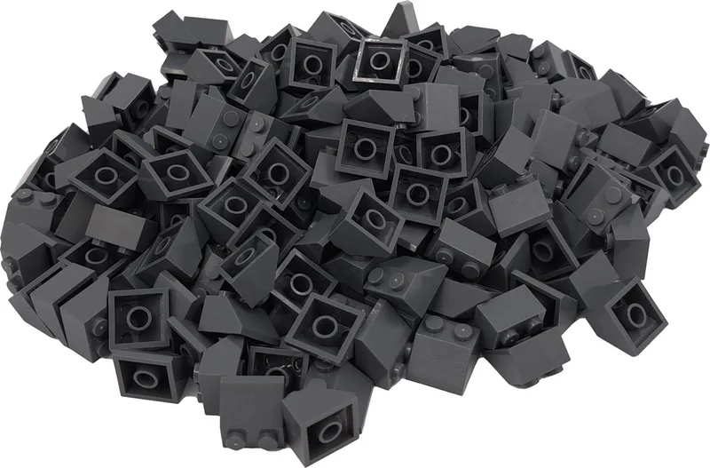 100 Bouwstenen 2x2 dakpan 45 graden | Compatibel met Lego Classic | Keuze uit vele kleuren | SmallBricks de SmallBricks en Donkergrijs – photo du produit