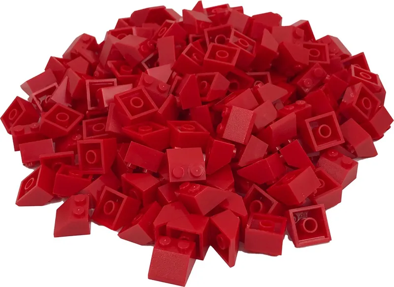 100 Bouwstenen 2x2 dakpan 45 graden | Compatibel met Lego Classic | Keuze uit vele kleuren | SmallBricks by SmallBricks in Rood – product photo