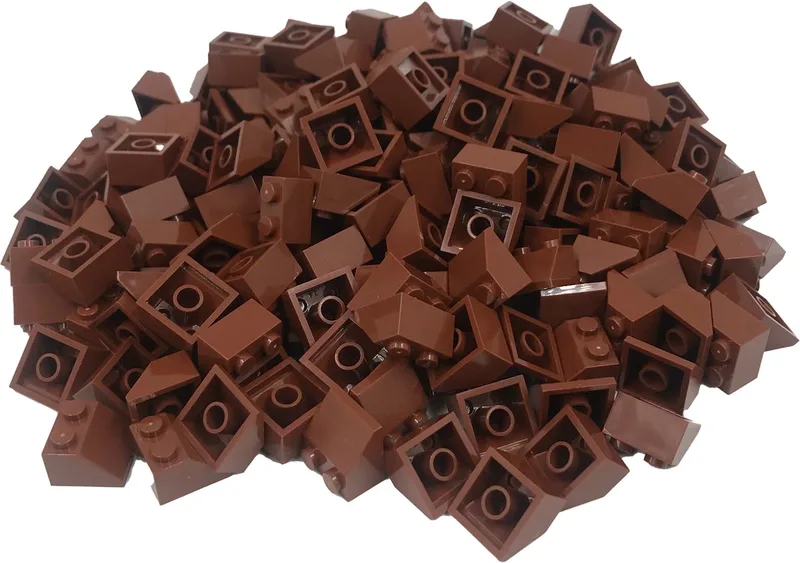 100 Bouwstenen 2x2 dakpan 45 graden | Compatibel met Lego Classic | Keuze uit vele kleuren | SmallBricks von SmallBricks in Bruin – Produktfoto
