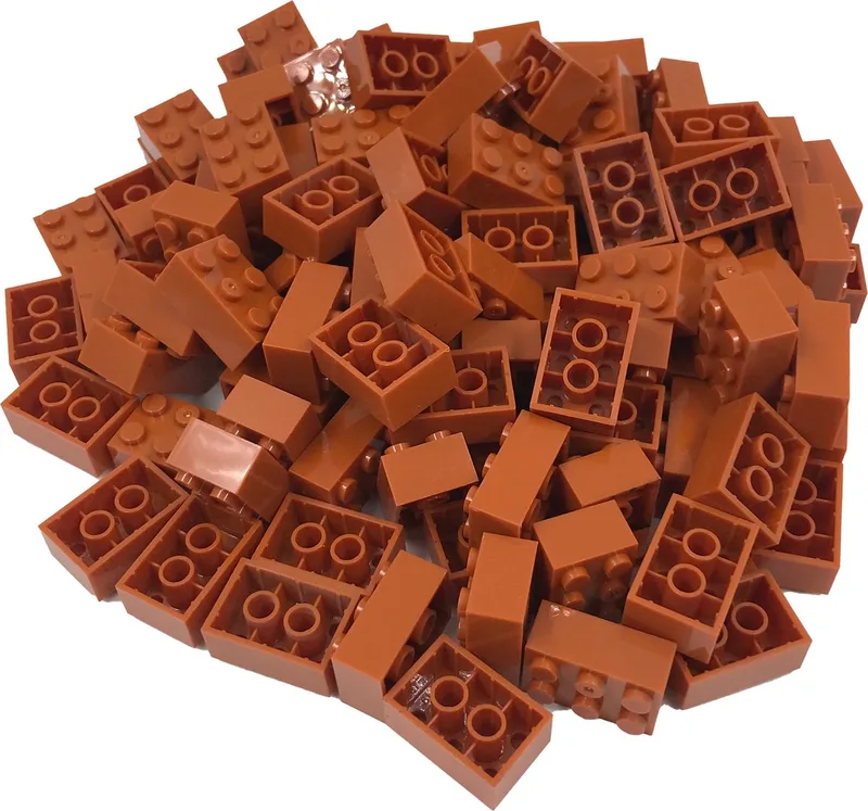 100 Bouwstenen 2x3 | Compatibel met Lego Classic | Keuze uit vele kleuren | SmallBricks by SmallBricks in Koffie – product photo