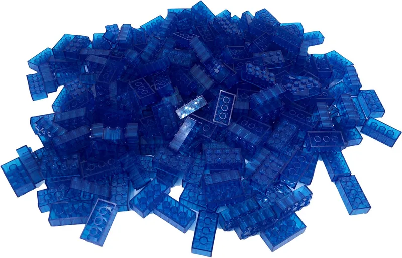 100 Bouwstenen 2x4 | Compatibel met Lego Classic | Keuze uit vele kleuren | SmallBricks van SmallBricks in Transparant Blauw – productfoto