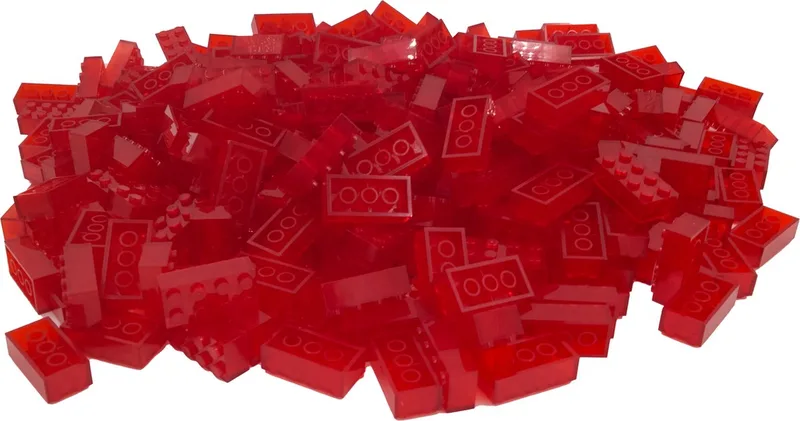 100 Bouwstenen 2x4 | Compatibel met Lego Classic | Keuze uit vele kleuren | SmallBricks by SmallBricks in Transparant Rood – product photo