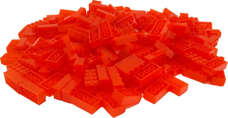 100 Bouwstenen 2x4 | Compatibel met Lego Classic | Keuze uit vele kleuren | SmallBricks by SmallBricks in Transparant Oranje – product photo