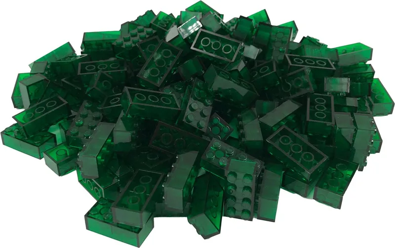 100 Bouwstenen 2x4 | Compatibel met Lego Classic | Keuze uit vele kleuren | SmallBricks van SmallBricks in Transparant Groen – productfoto