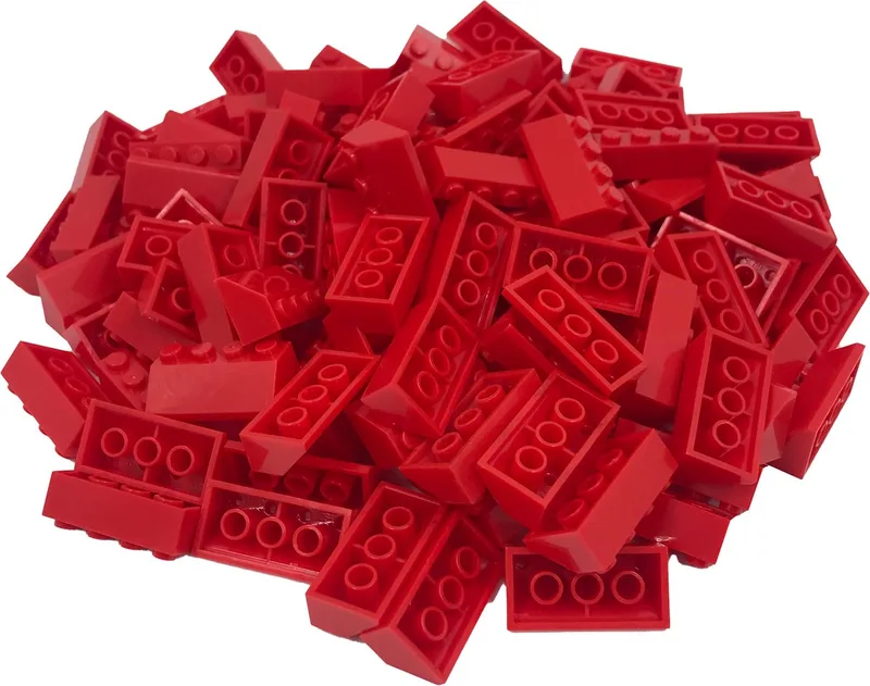 100 Bouwstenen 2x4 dakpan 45 graden | Compatibel met Lego Classic | Keuze uit vele kleuren | SmallBricks van SmallBricks in Rood – productfoto
