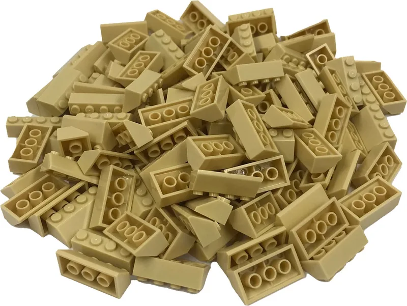 100 Bouwstenen 2x4 dakpan 45 graden | Compatibel met Lego Classic | Keuze uit vele kleuren | SmallBricks van SmallBricks in Tan – productfoto
