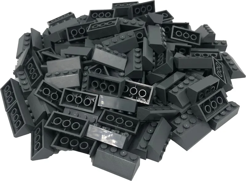 100 Bouwstenen 2x4 dakpan 45 graden | Compatibel met Lego Classic | Keuze uit vele kleuren | SmallBricks de SmallBricks en Donkergrijs – photo du produit