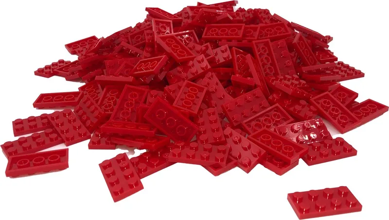 100 Bouwstenen 2x4 plate | Compatibel met Lego Classic | Keuze uit vele kleuren | SmallBricks van SmallBricks in Rood – productfoto