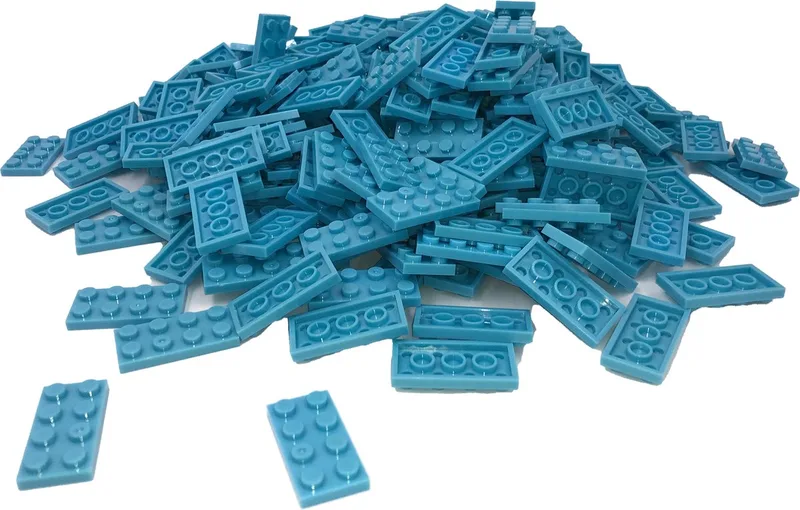 100 Bouwstenen 2x4 plate | Compatibel met Lego Classic | Keuze uit vele kleuren | SmallBricks by SmallBricks in Lichtblauw – product photo