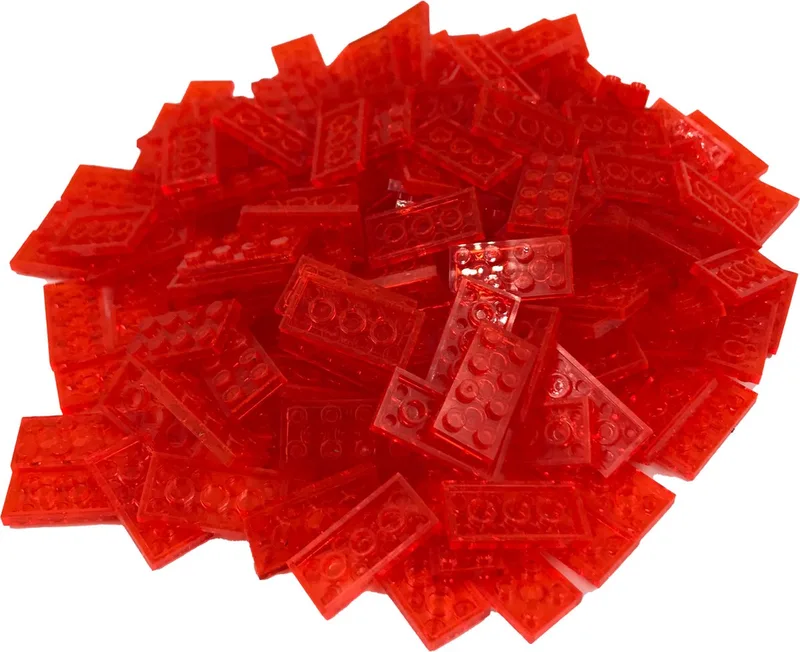 100 Bouwstenen 2x4 plate | Compatibel met Lego Classic | Keuze uit vele kleuren | SmallBricks van SmallBricks in Transparant Oranje – productfoto