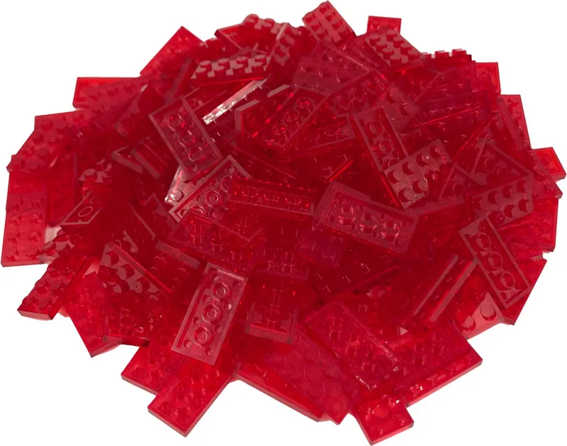 100 Bouwstenen 2x4 plate | Compatibel met Lego Classic | Keuze uit vele kleuren | SmallBricks van SmallBricks in Transparant Rood – productfoto