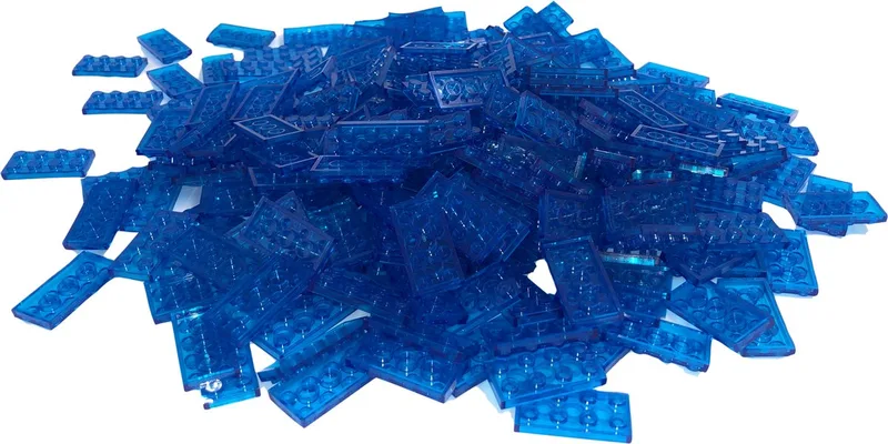 100 Bouwstenen 2x4 plate | Compatibel met Lego Classic | Keuze uit vele kleuren | SmallBricks by SmallBricks in Transparant Blauw – product photo