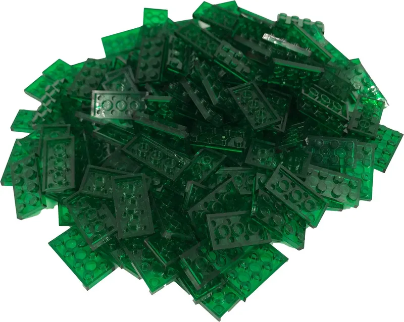 100 Bouwstenen 2x4 plate | Compatibel met Lego Classic | Keuze uit vele kleuren | SmallBricks de SmallBricks en Transparant Groen – photo du produit